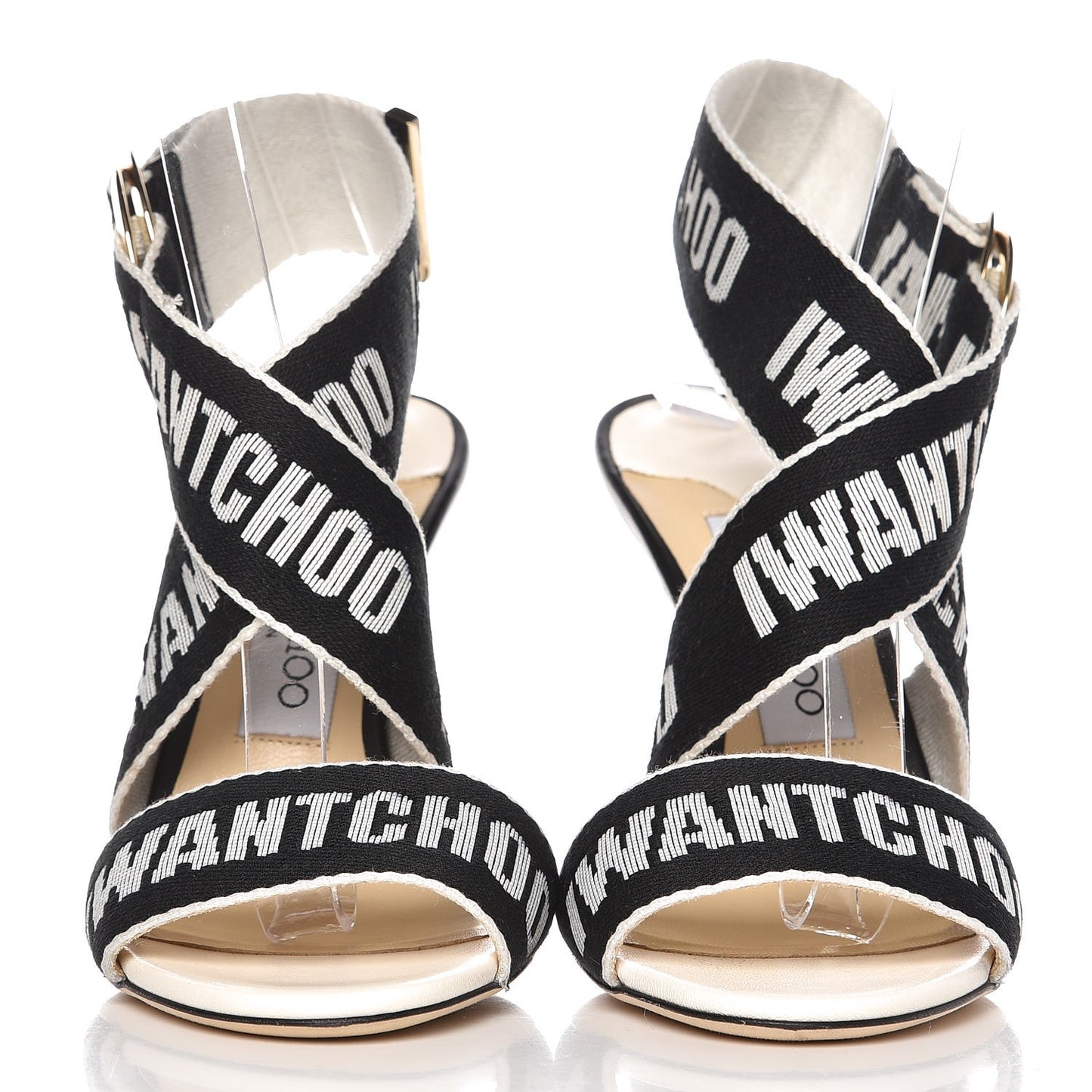 Nappa Nylon Bailey Logo Tape Sandals 36 Black Chalk