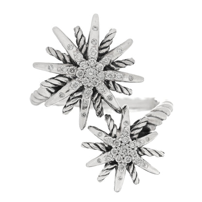 David Yurman Sterling Silver Diamond 28mm Open Starburst Ring 56 7.5 1 of 4