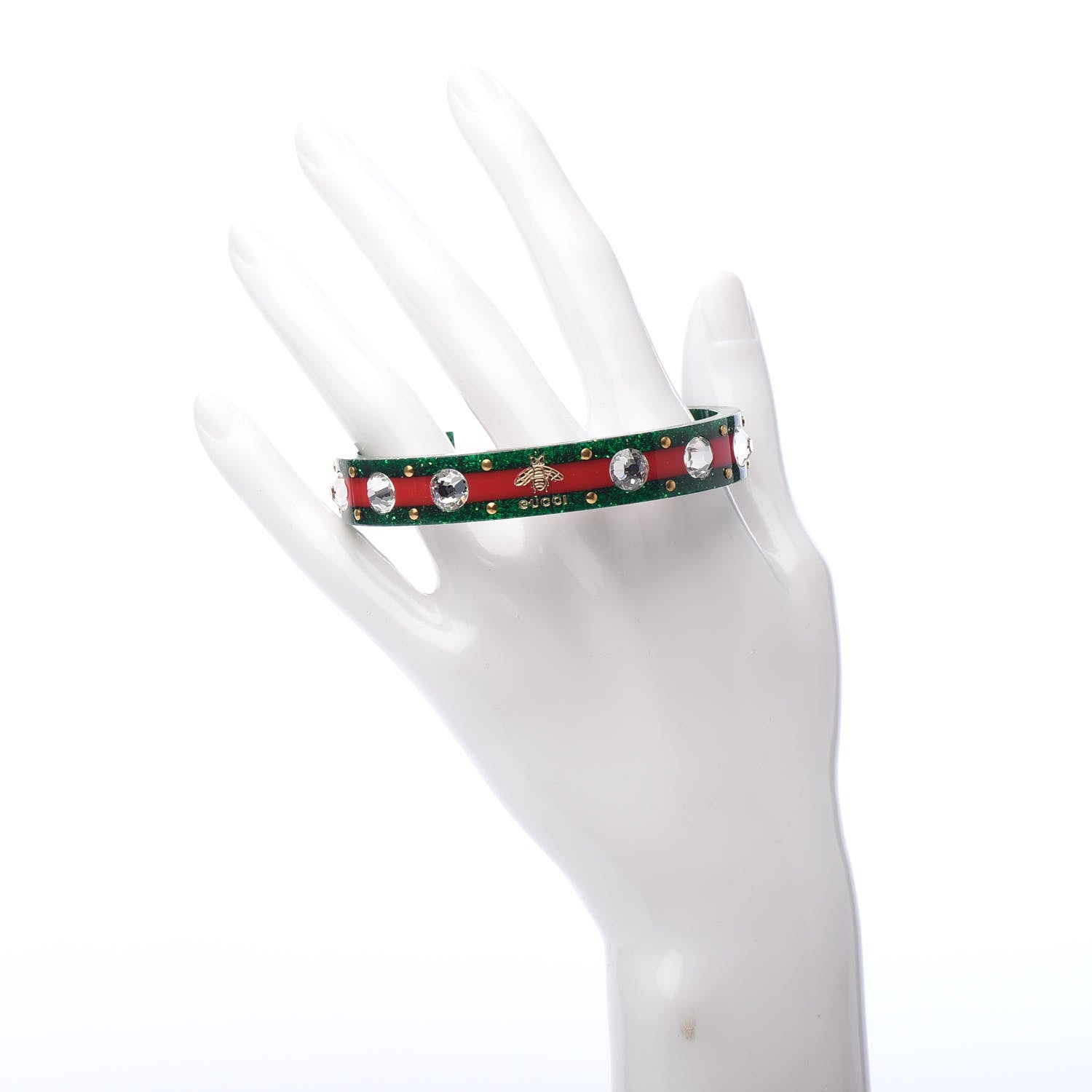Gucci Crystal Web Cuff 18 Green Red 2 of 5