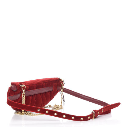 Miu Miu Velluto Matelasse Rider Belt Bag Cherry 3 of 12