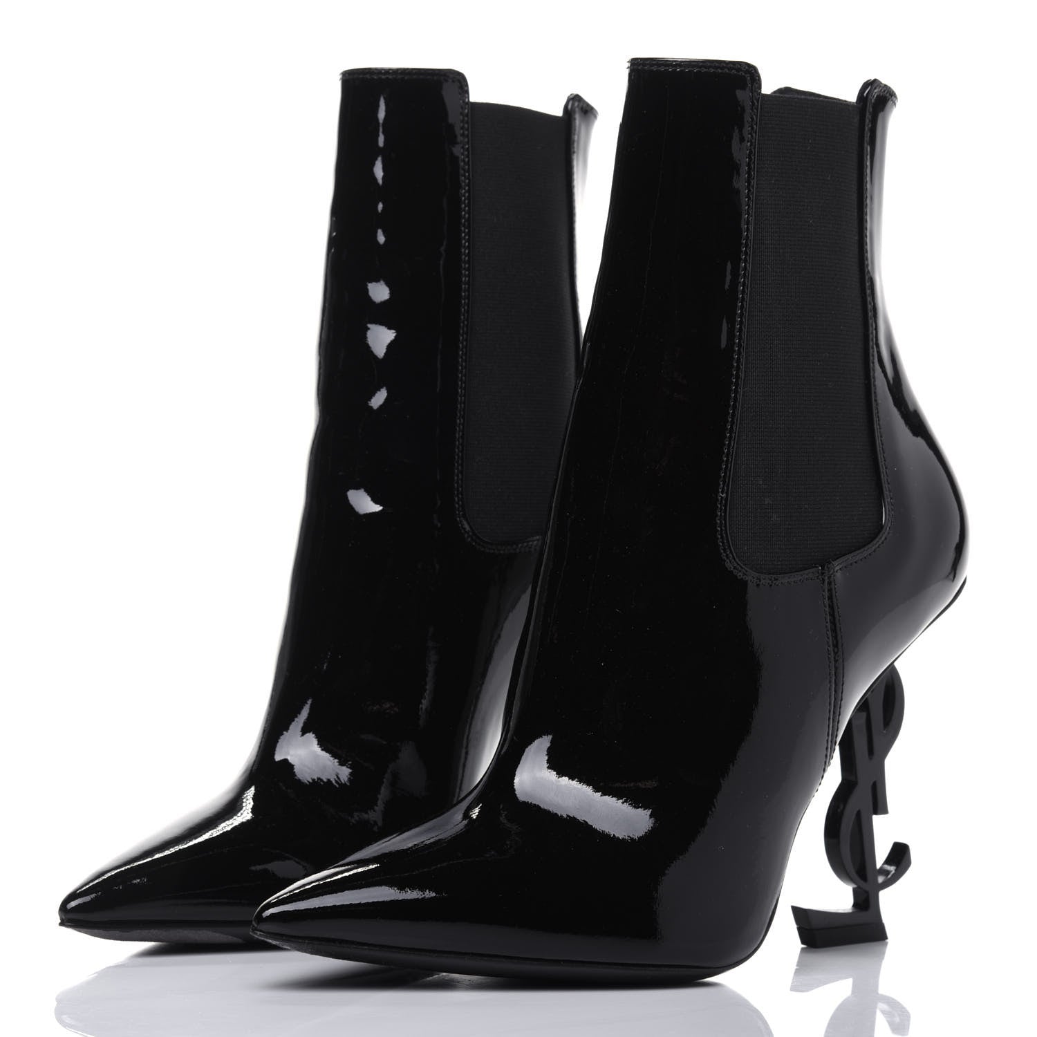 Saint Laurent Patent Opyum Ankle Booties 36 Black 3 of 8