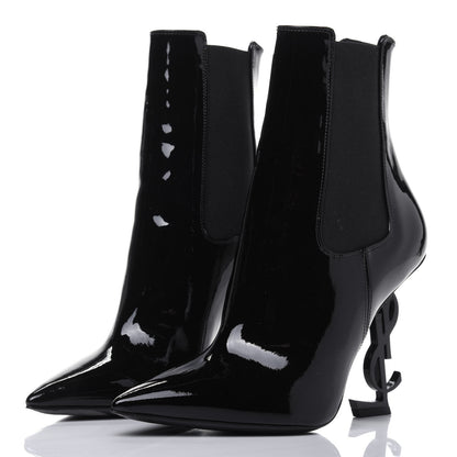 Saint Laurent Patent Opyum Ankle Booties 36 Black 3 of 8