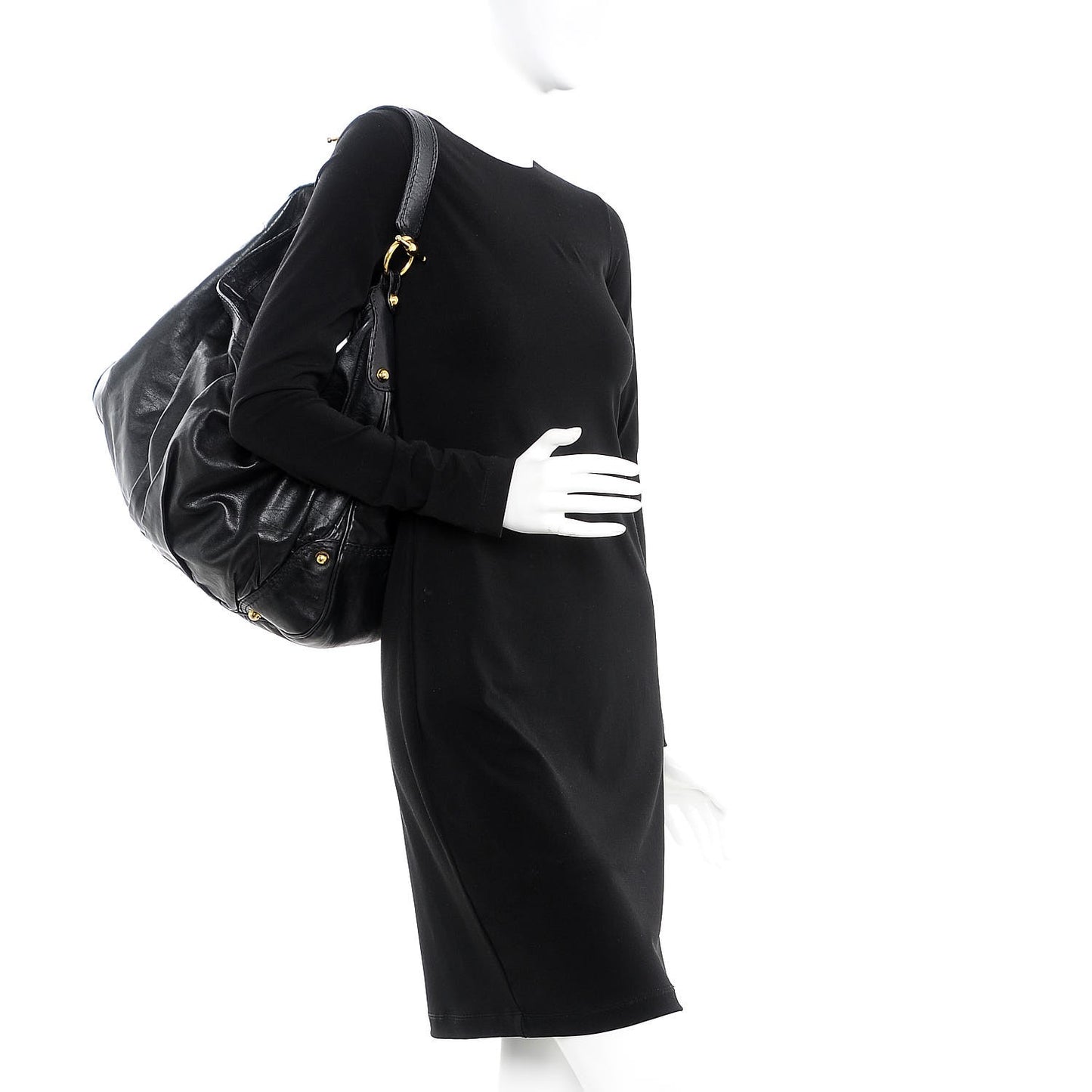 Calfskin Large Jockey Hobo Black