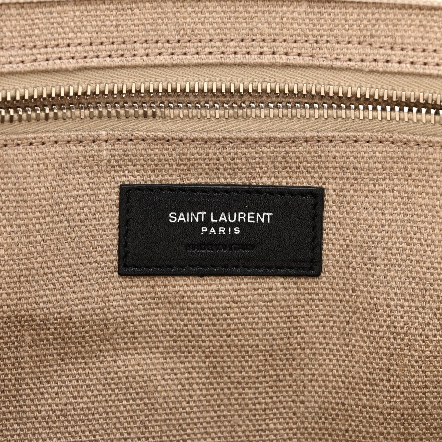 Linen Calfskin Small Rive Gauche Tote Greggio Natural