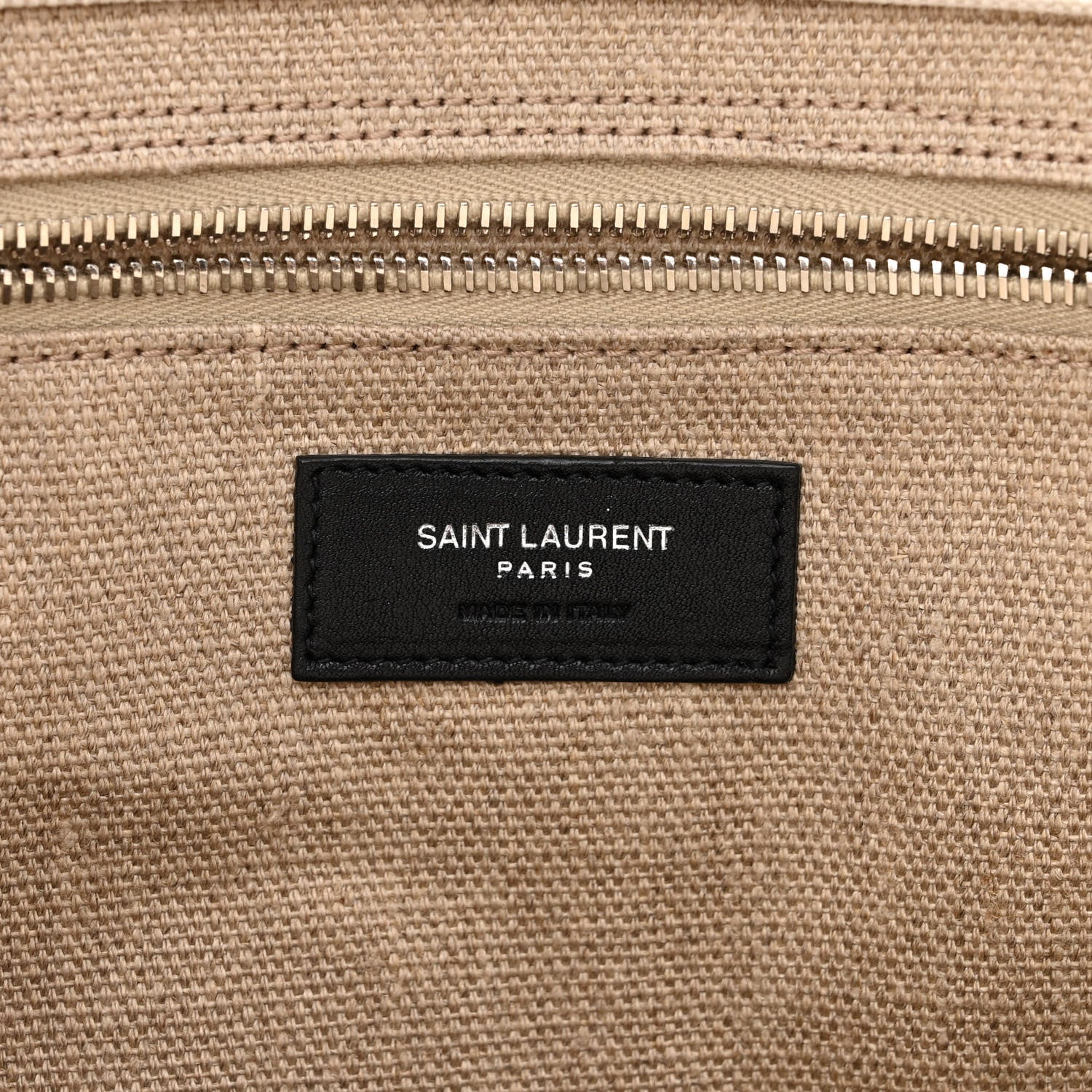 Saint Laurent Linen Calfskin Small Rive Gauche Tote Greggio Natural 6 of 16