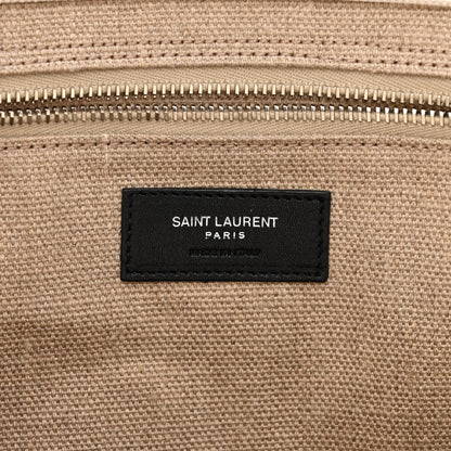 Saint Laurent Linen Calfskin Small Rive Gauche Tote Greggio Natural 6 of 16