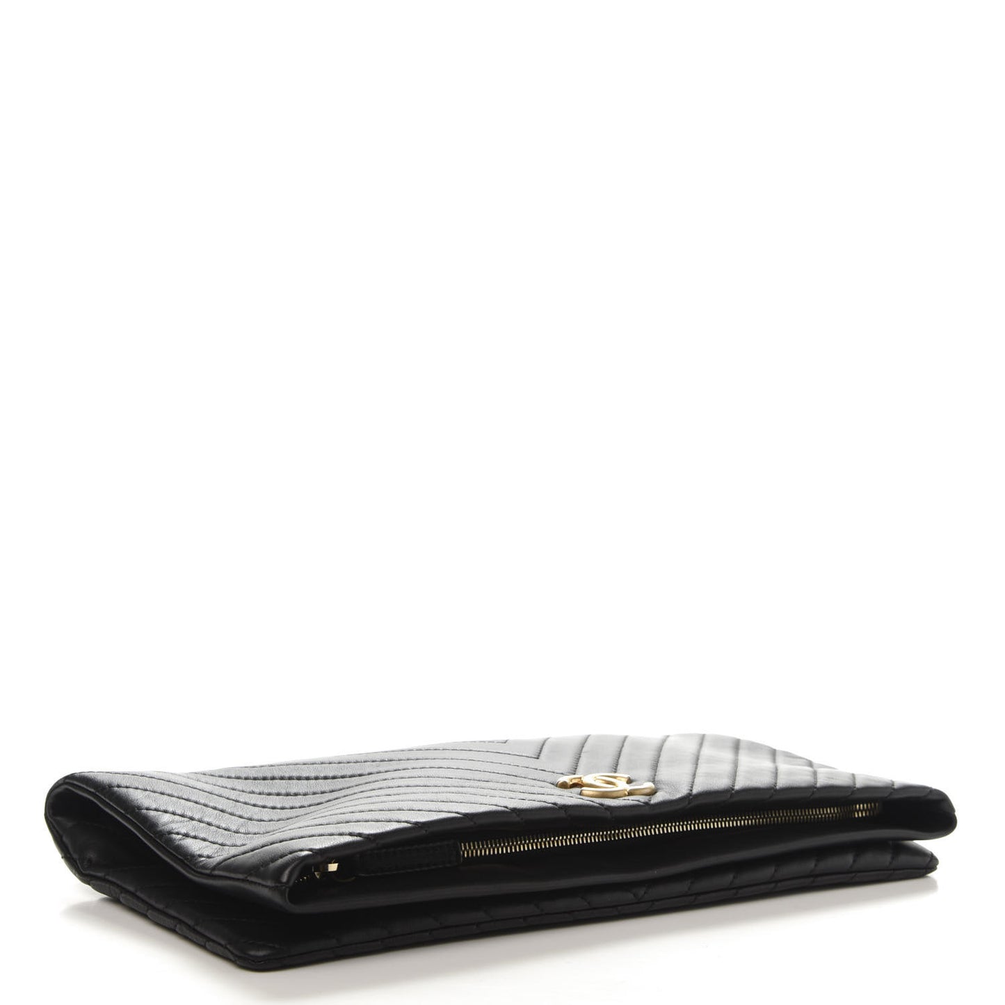 Lambskin Chevron CC Clutch Black