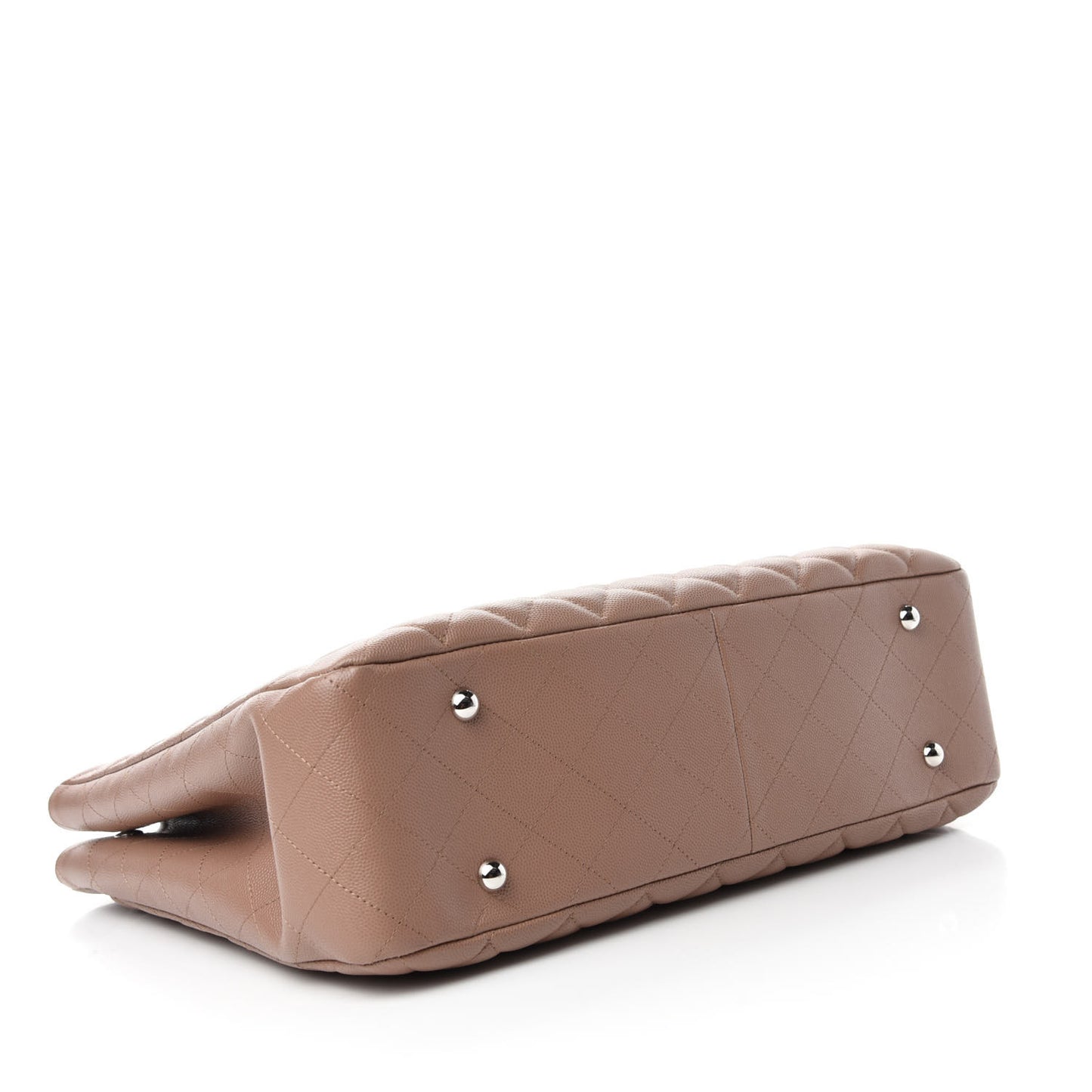 Caviar Quilted Large Shopping Tote Dark Beige