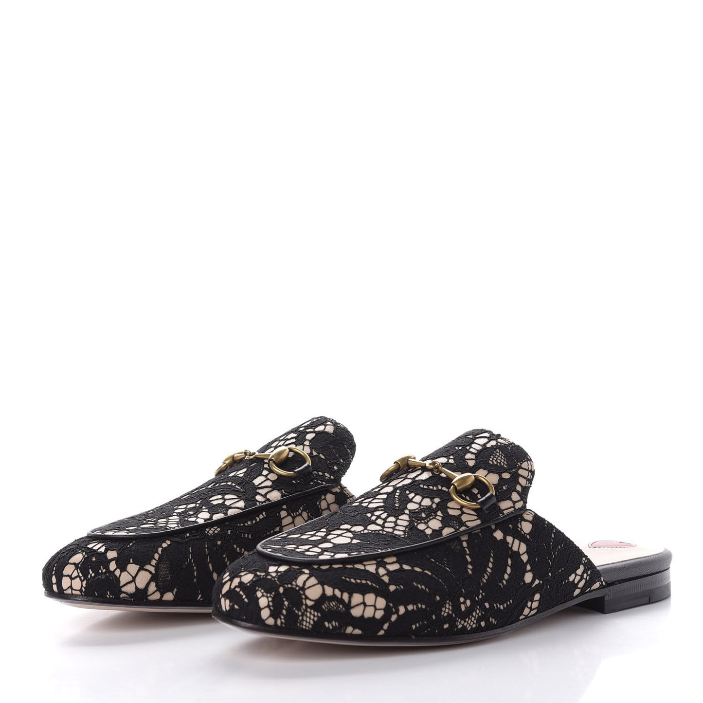 Lace Malaga Kid Womens Princetown Slippers 36 Black Skin Rose