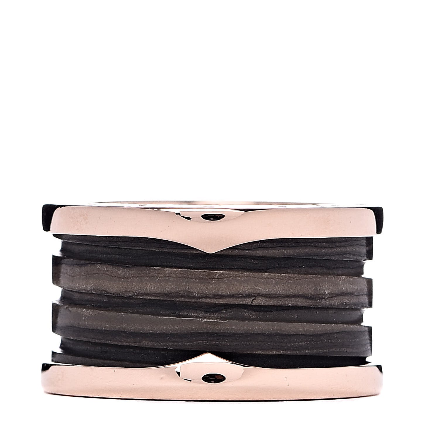 18K Rose Gold Brown Marble B.Zero1 4 Band Ring 52 6