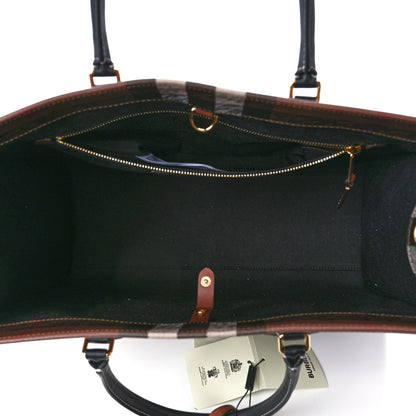 Burberry E-Canvas Check Calfskin Medium Freya Tote Dark Birch Brown 5 of 13