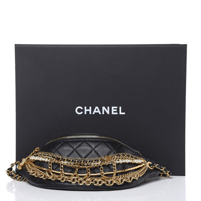 Chanel Lambskin Quilted All About Chains Waist Belt Bag Black 8 of 8
