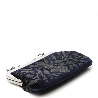 Gucci Velvet Embellished Frame Evening Clutch Blue 4 of 7