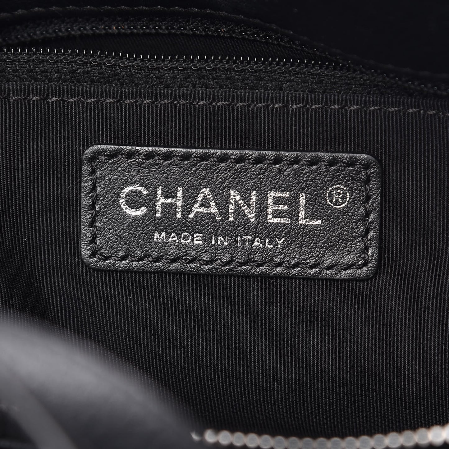 Metallic Grained Calfskin Quilted Large Casual Pocket Tote Black