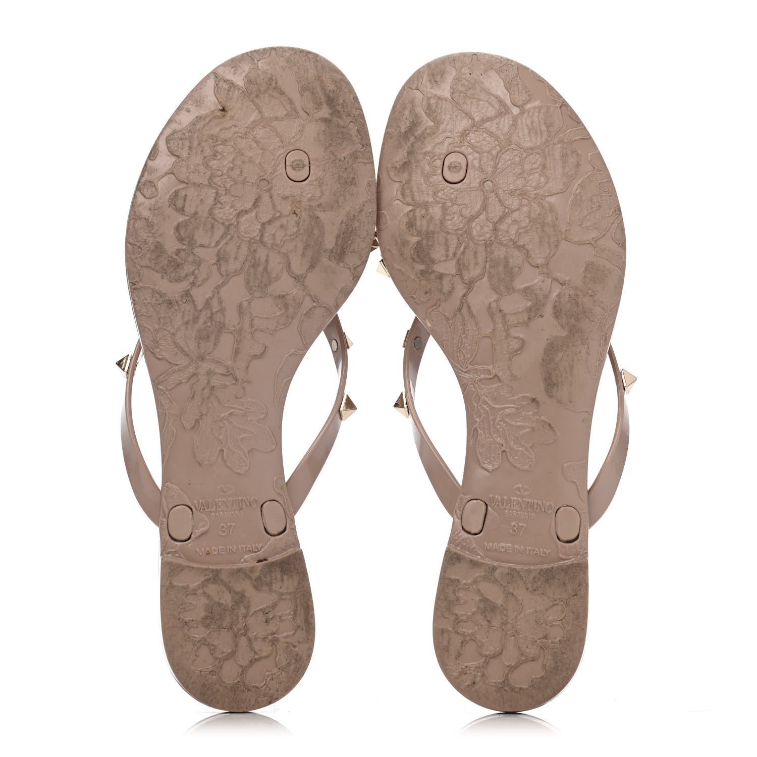 Valentino Garavani PVC Jelly Rockstud Bow Thong Sandals 37 Poudre 4 of 4