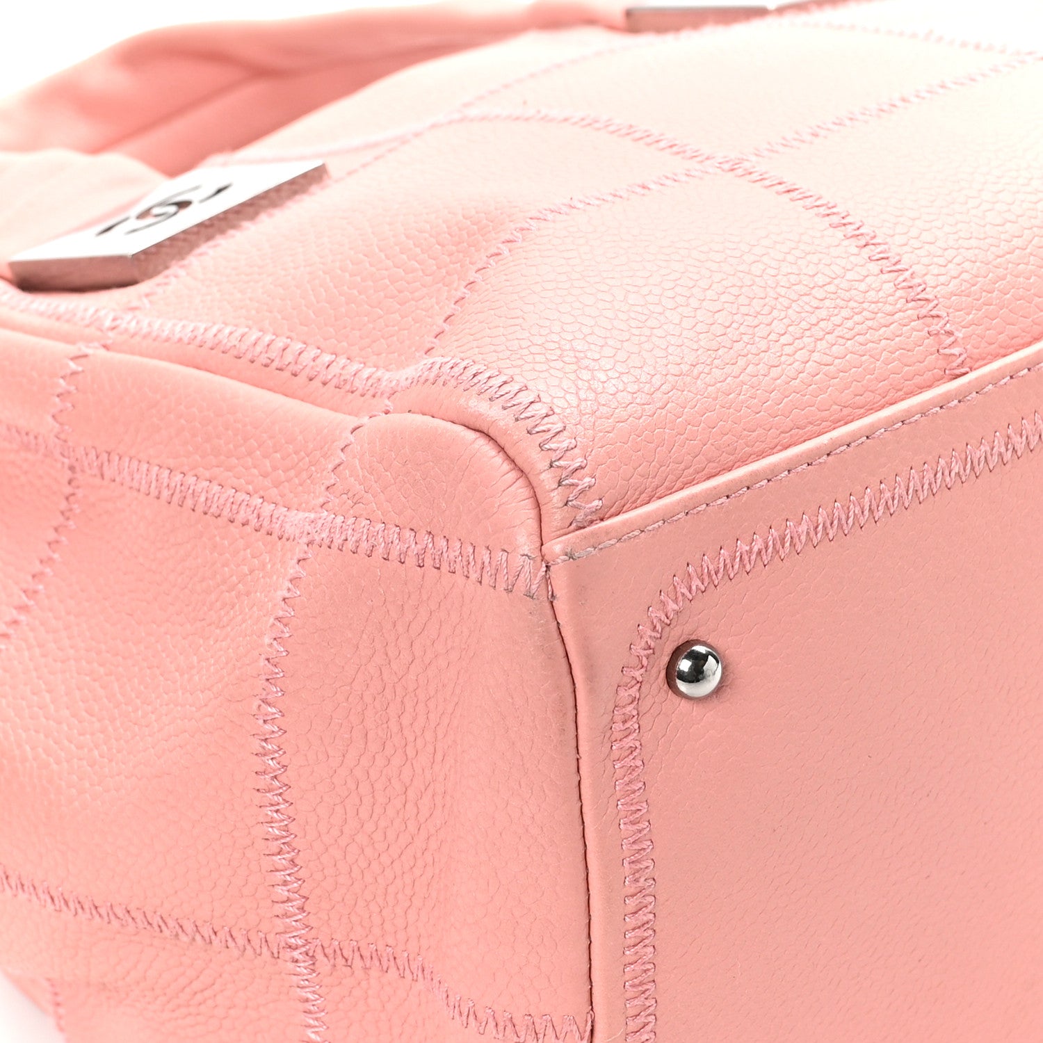 Chanel Caviar Square Stitched Bowler Pink 9 of 13