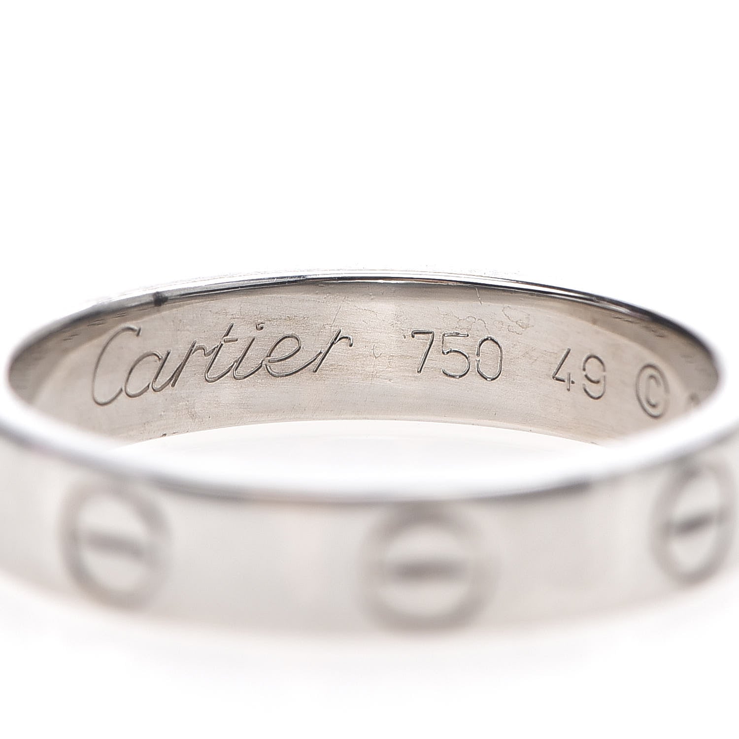 Cartier 18K White Gold 3.5mm LOVE Wedding Band Ring 49 4.75 4 of 4