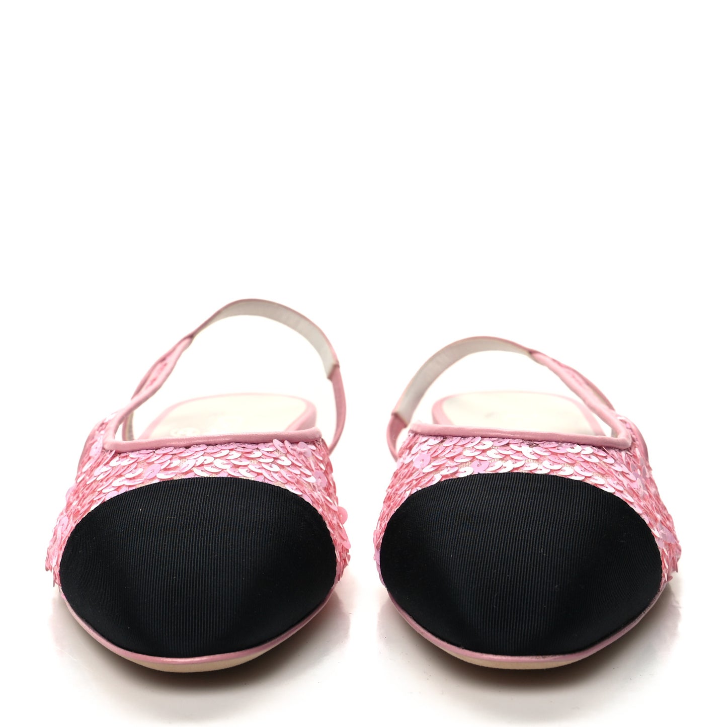 Sequins Satin Cap Toe CC Slingback Flat 38 Pink Black