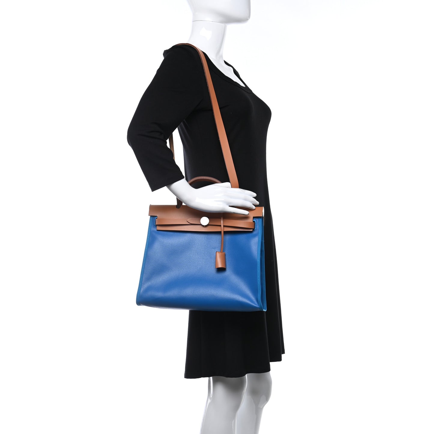 Toile H Berline Vache Hunter Herbag Zip 31 PM Bleu Zanzibar Natural