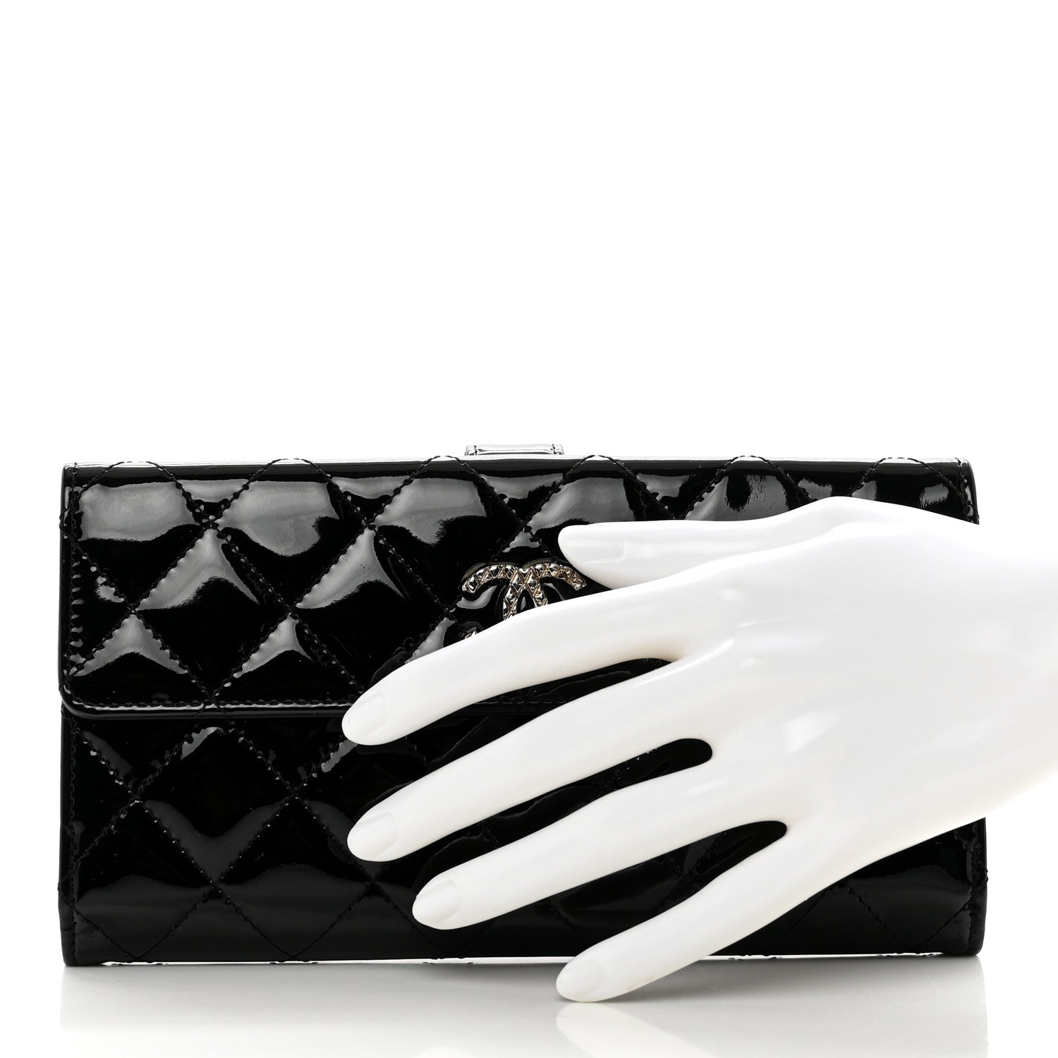 Chanel Patent Quilted Large Brilliant Flap Wallet Black 2 of 10