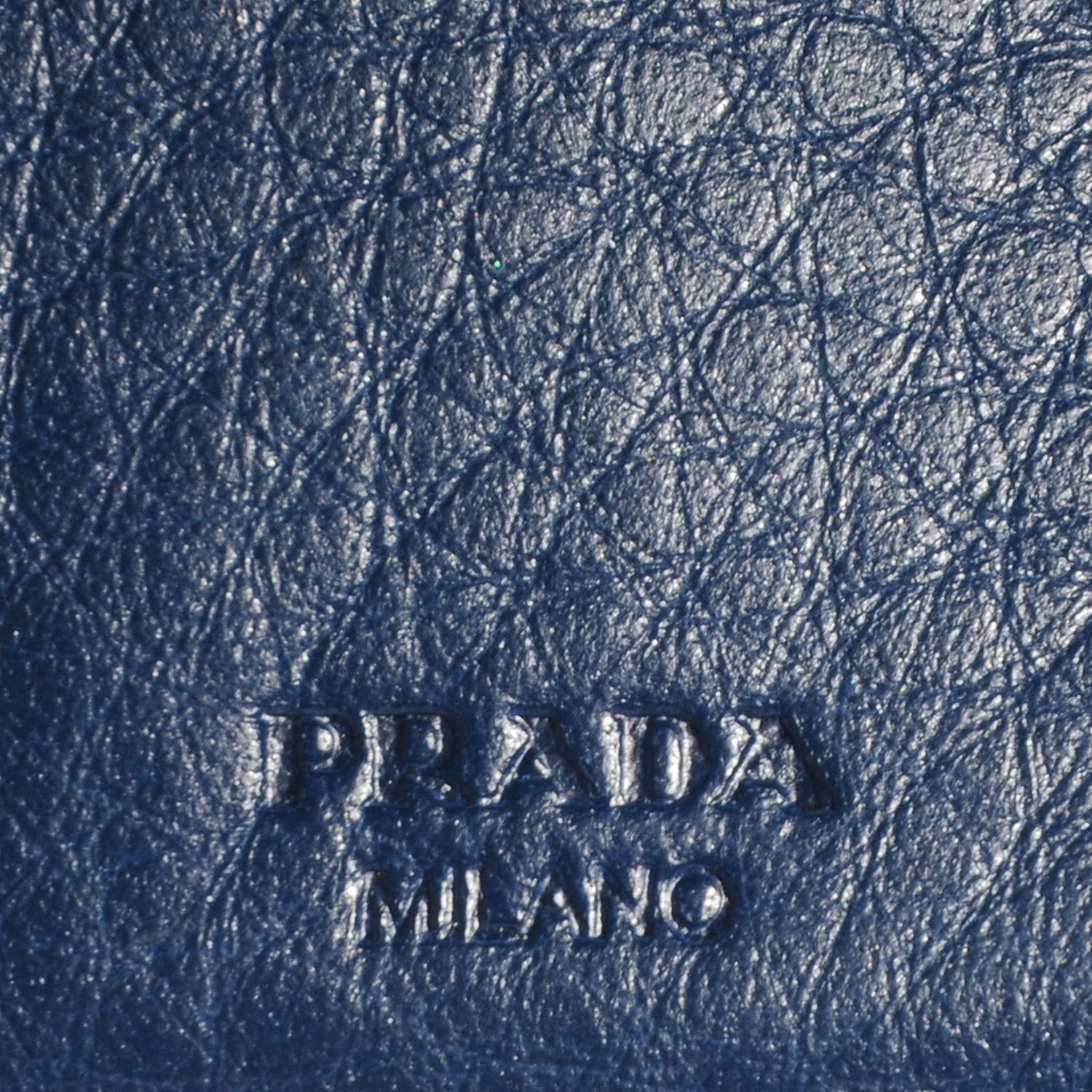 Prada Vitello Daino Metal Tri-Fold Wallet Bleuette 6 of 8