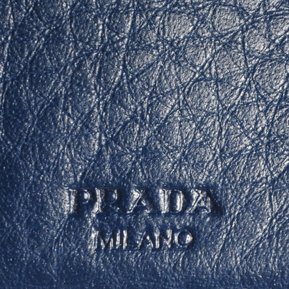 Prada Vitello Daino Metal Tri-Fold Wallet Bleuette 6 of 8