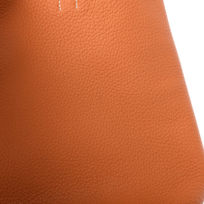 Hermes Taurillon Clemence Double Sens 36 Reversible Tote Gris Perle Orange 13 of 16