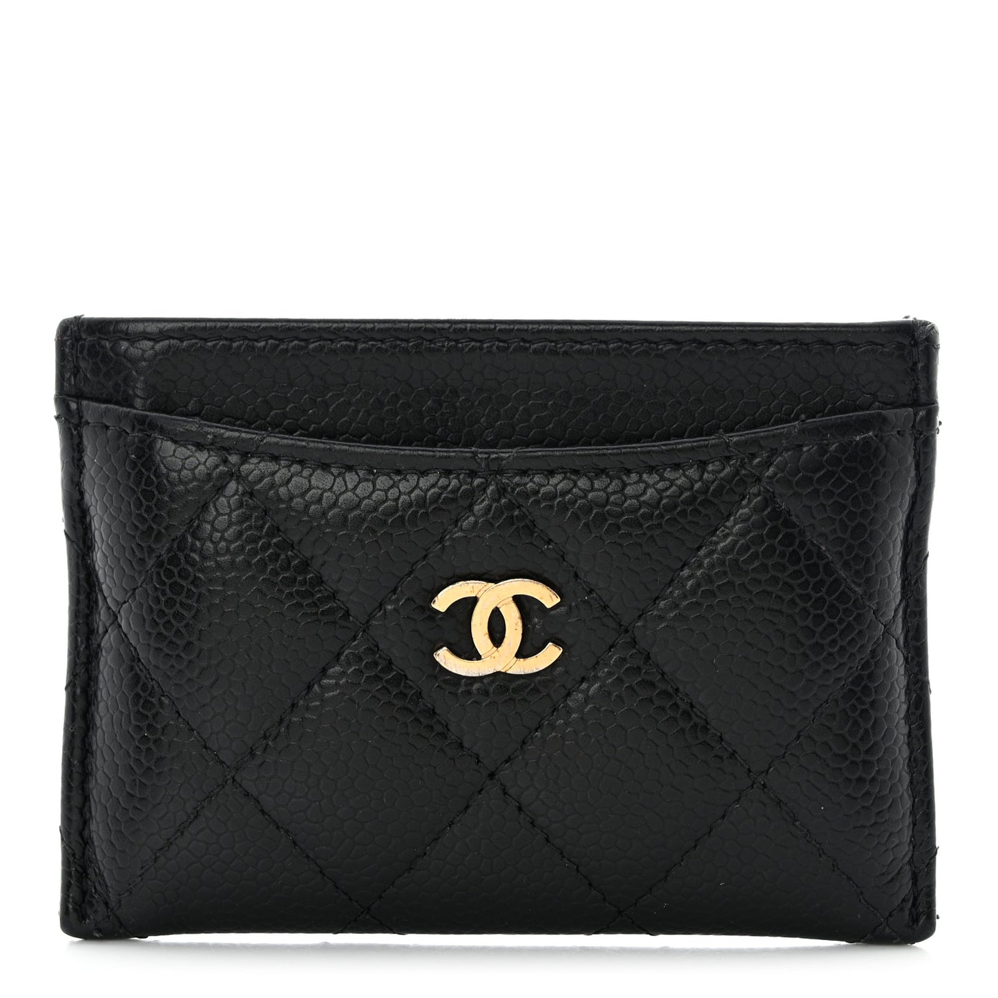 Caviar Quilted Card Holder Black