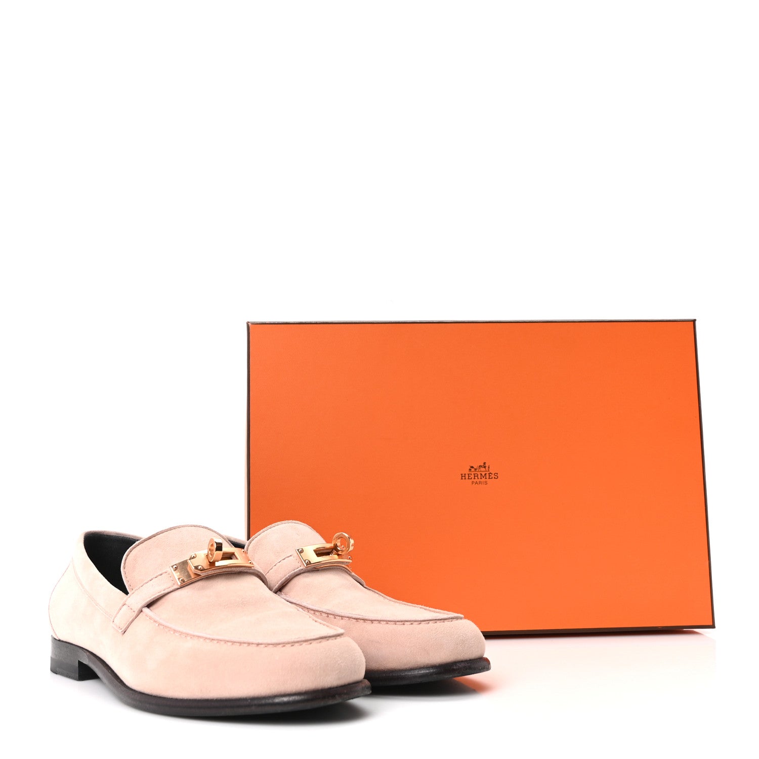 Hermes Suede Goatskin Womens Destin Loafer 35.5 Rose Opaline 10 of 10