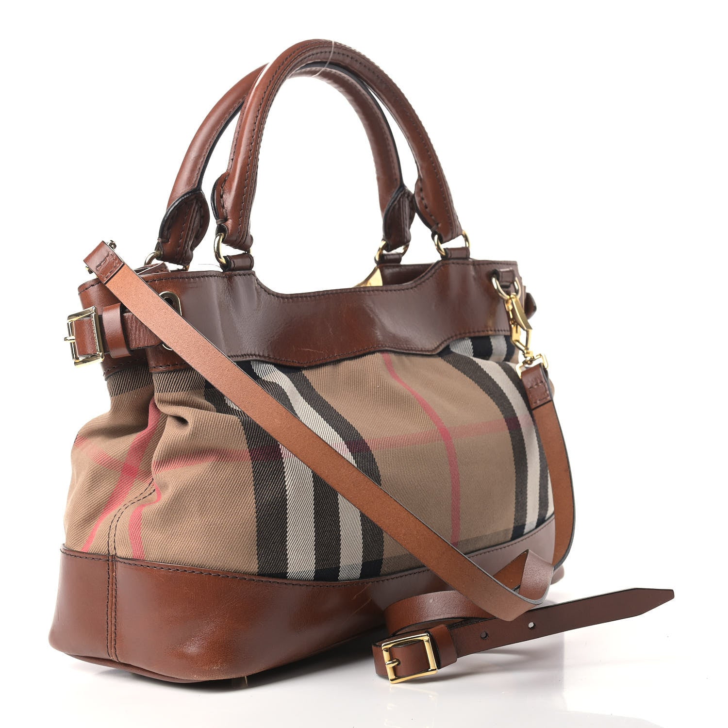 Burberry House Check Bridle Calfskin Hepburn Satchel Tan 3 of 12