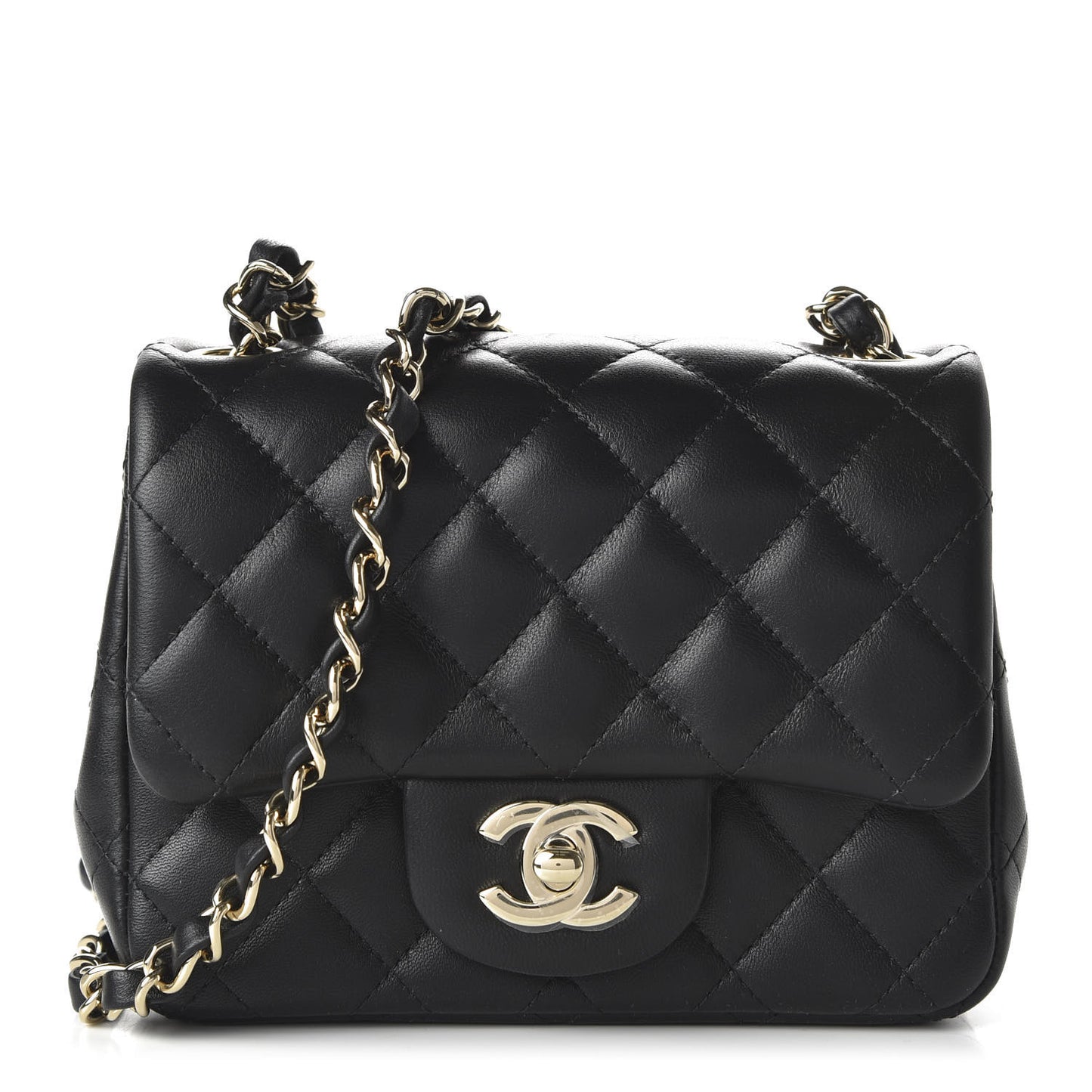 Lambskin Quilted Mini Square Flap Black