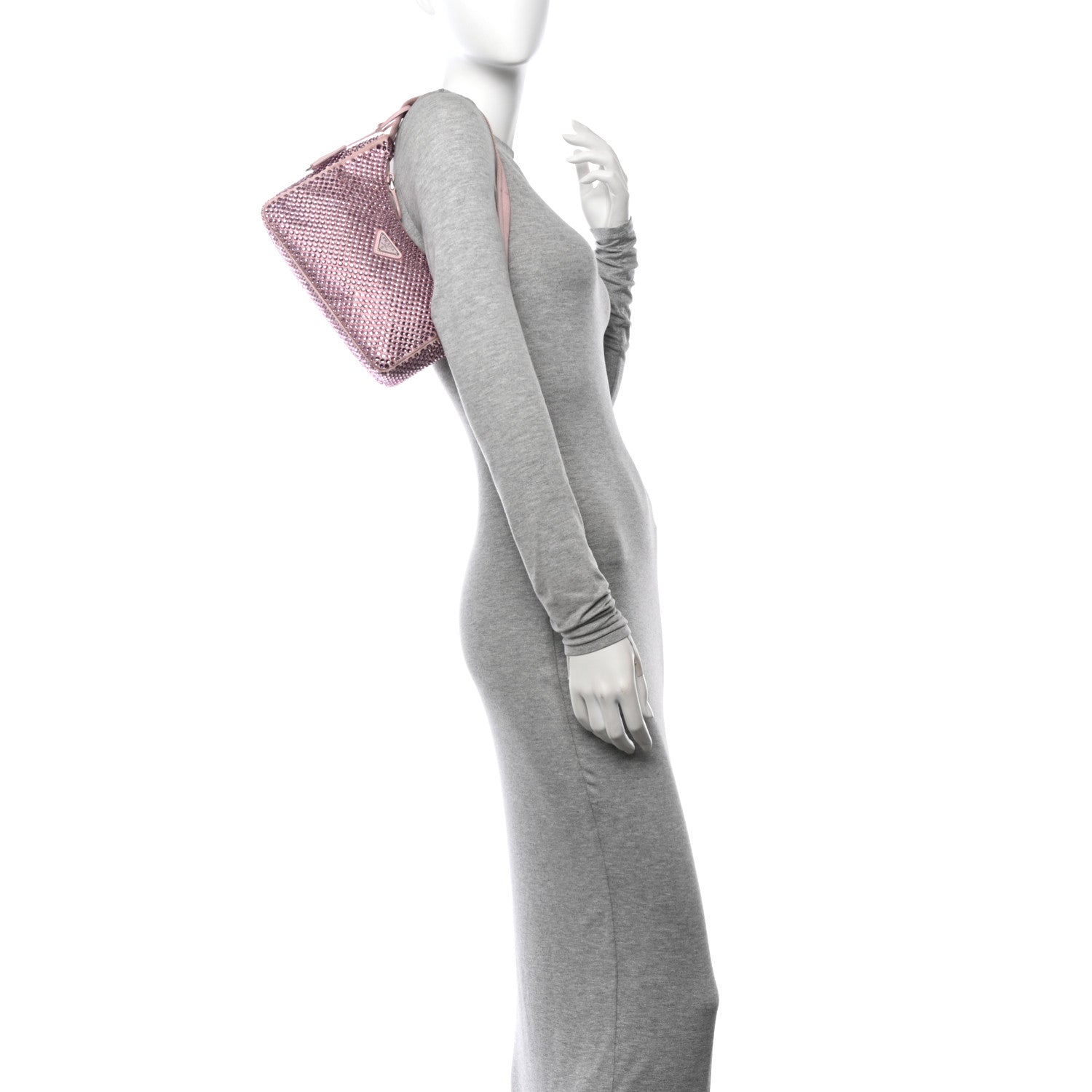 Prada Satin Crystal Mini Re-Edition 2000 Bag Alabastro 2 of 13