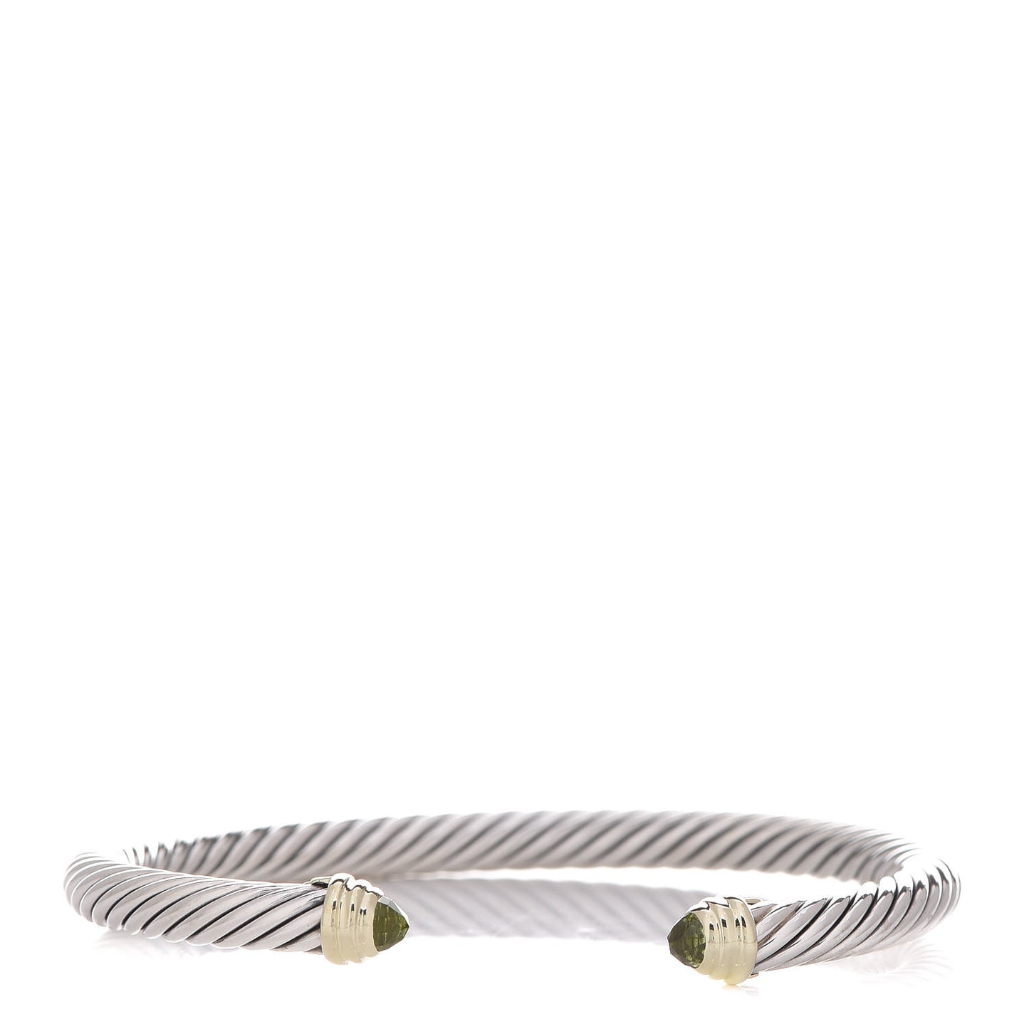 Sterling Silver 14K Yellow Gold Peridot 5mm Cable Classics Petite Color Bracelet