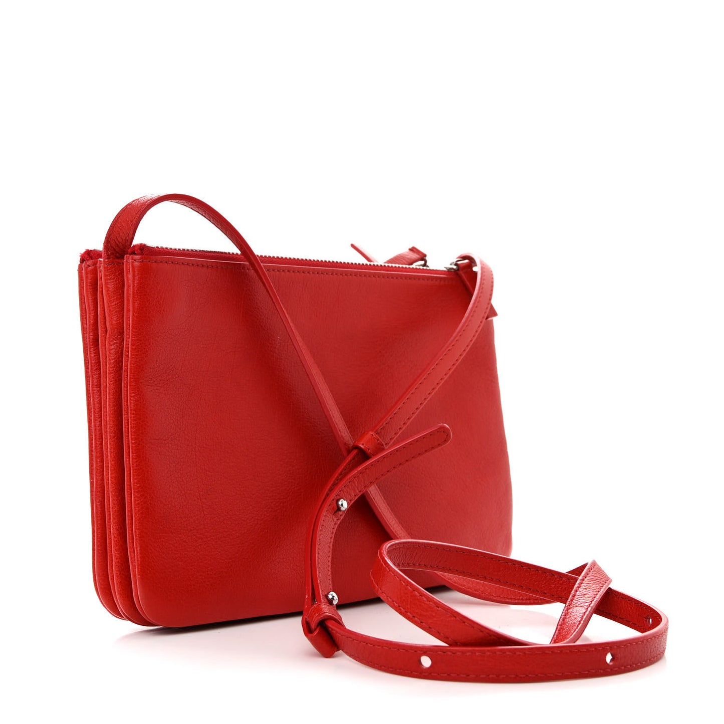 Goatskin Small Trio Crossbody Bag Alizarin