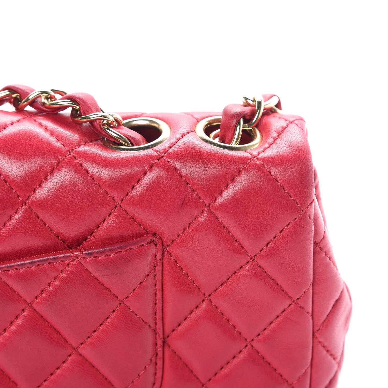 Chanel Lambskin East West Valentine Charms Flap Dark Pink 14 of 15