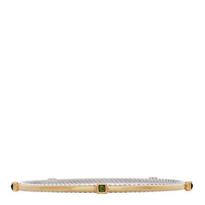 David Yurman Sterling Silver 18K Yellow Gold Peridot Confetti Bangle Bracelet 1 of 3