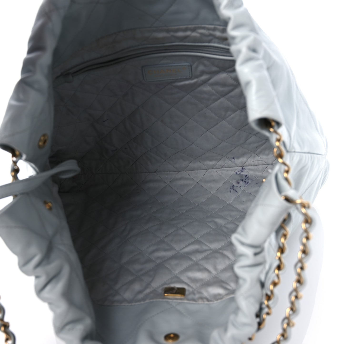 Shiny Calfskin Quilted Small Chanel 22 Grey