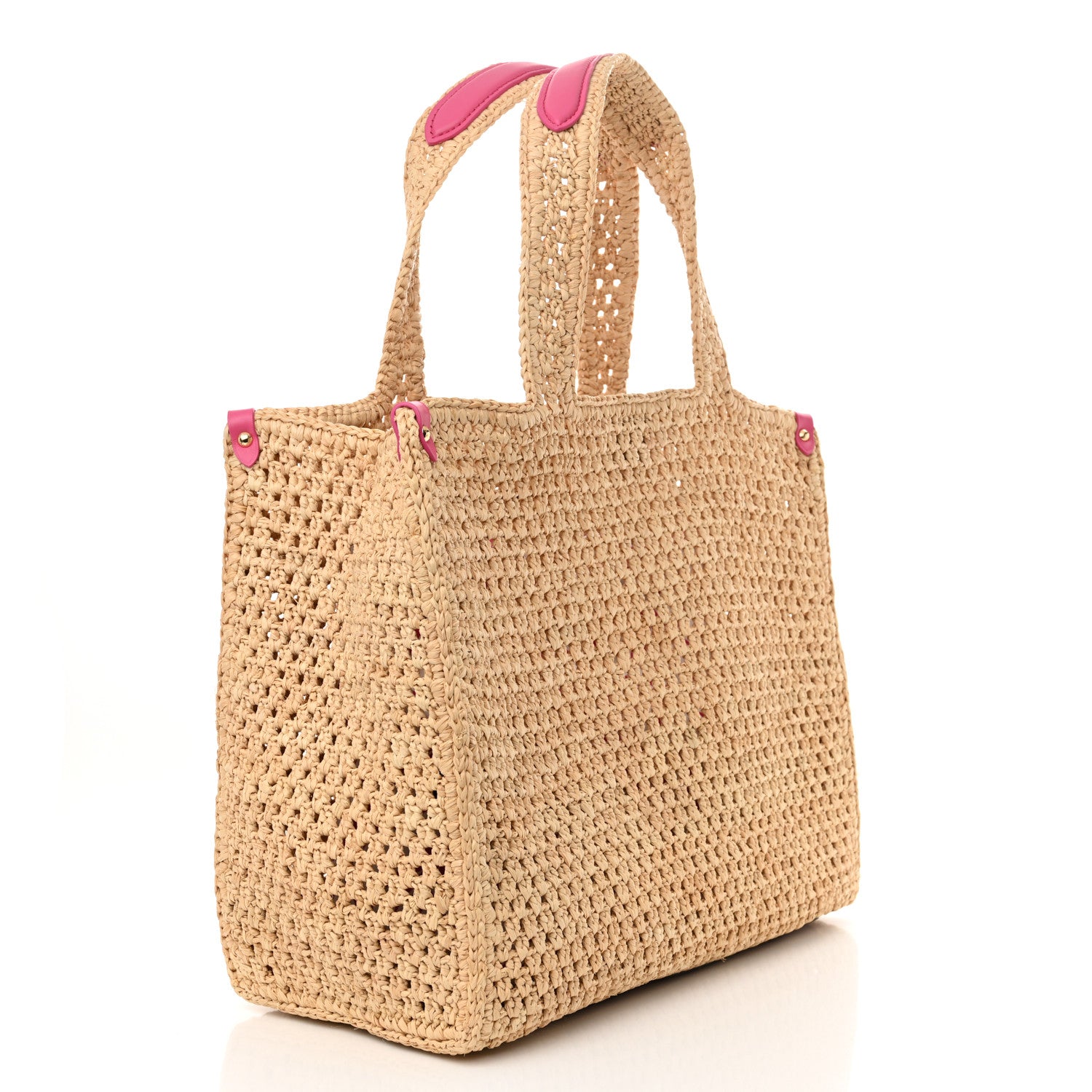 Louis Vuitton Raffia Calfskin Forte Del Marmi OnTheGo MM Natural Fuchsia 4 of 11