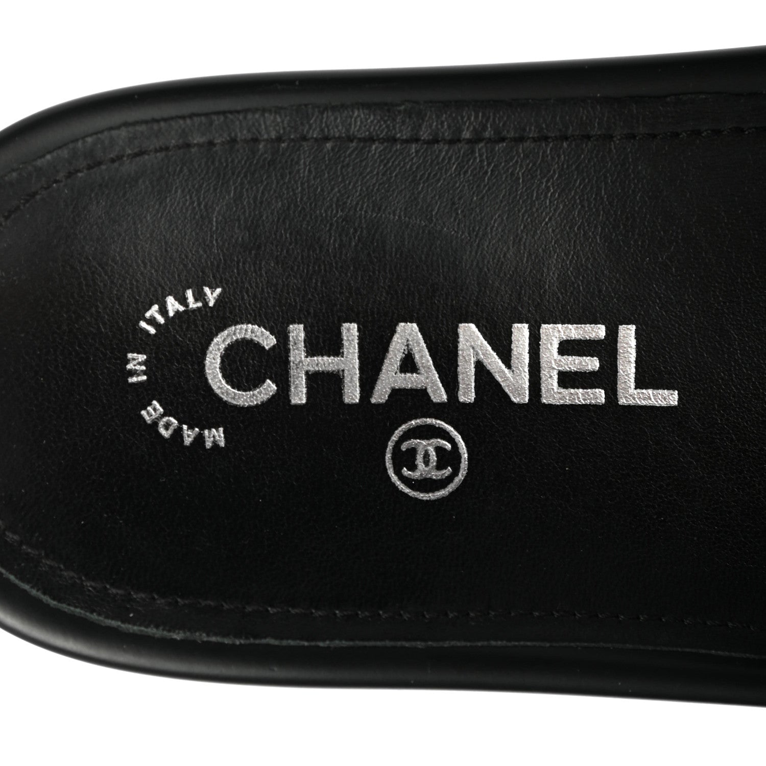 Chanel Tweed Lambskin Chain Flat Sandals 38 White Black 7 of 8