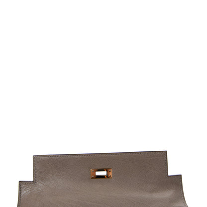 Hermes Ostrich Kelly Pochette Clutch Gris Asphalte 14 of 24