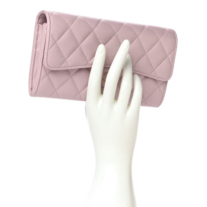 Chanel Caviar Quilted Large Gusset Flap Wallet Light Pink 2 of 12