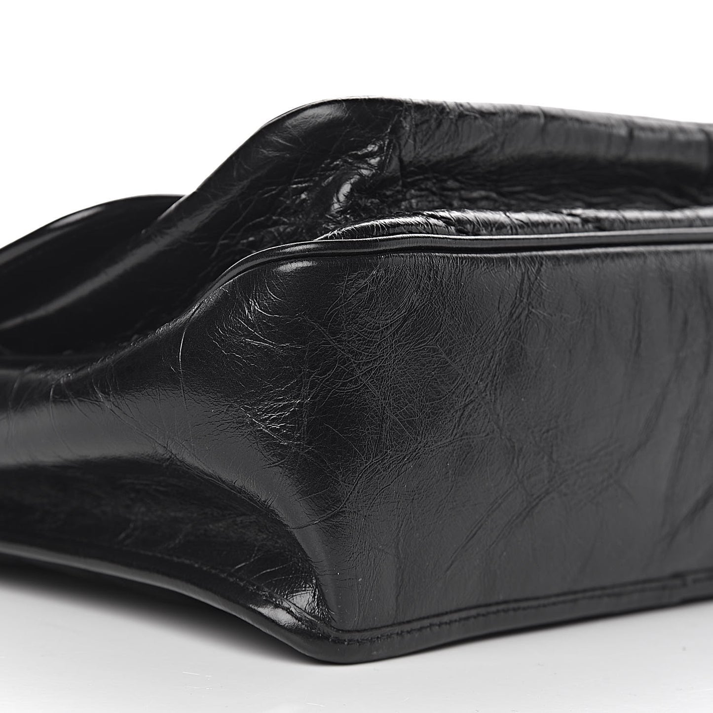 Crinkled Calfskin Matelasse Monogram Medium Niki Chain Satchel Black