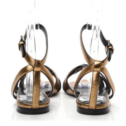 Saint Laurent Calfskin Tribute 05 Ankle Strap Sandals 36 Dark Gold 7 of 11