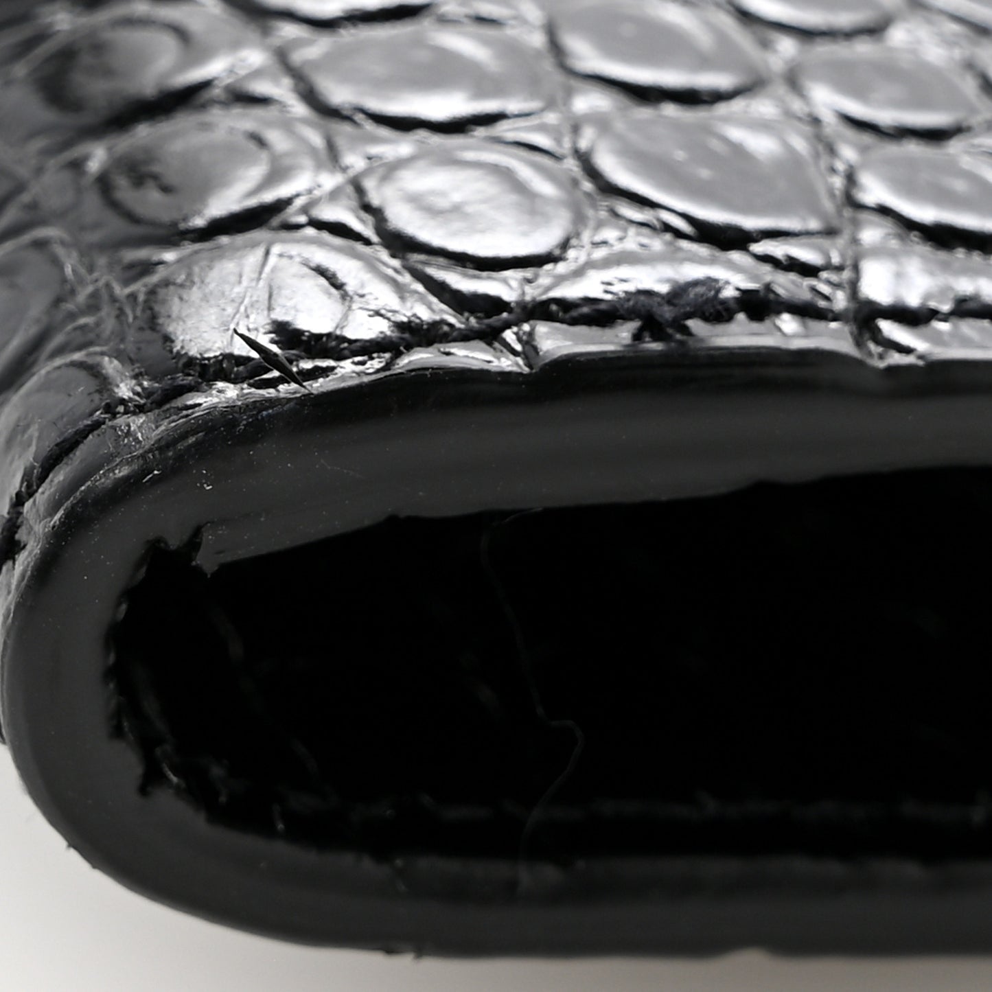 Calfskin Crocodile Embossed Uptown Monogram Clutch Black