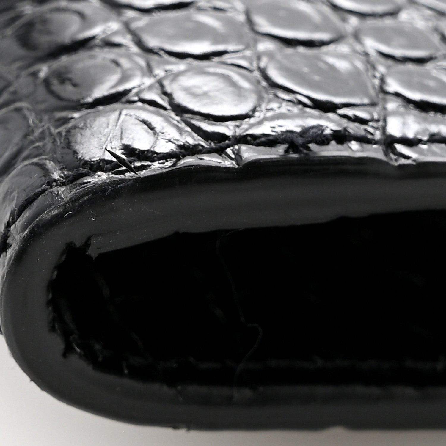 Saint Laurent Calfskin Crocodile Embossed Uptown Monogram Clutch Black 12 of 13