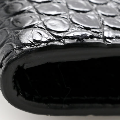 Saint Laurent Calfskin Crocodile Embossed Uptown Monogram Clutch Black 12 of 13