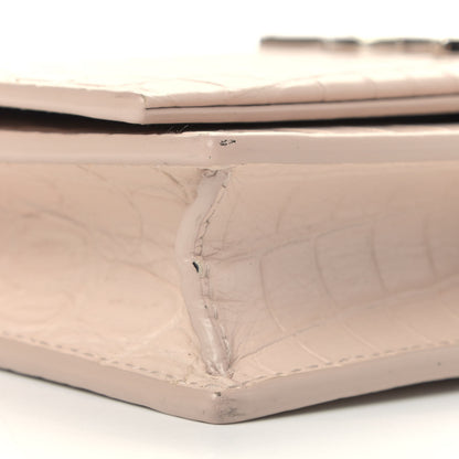 Saint Laurent Calfskin Crocodile Embossed Kate Monogram Tassel Chain Wallet Marble Pink 9 of 15