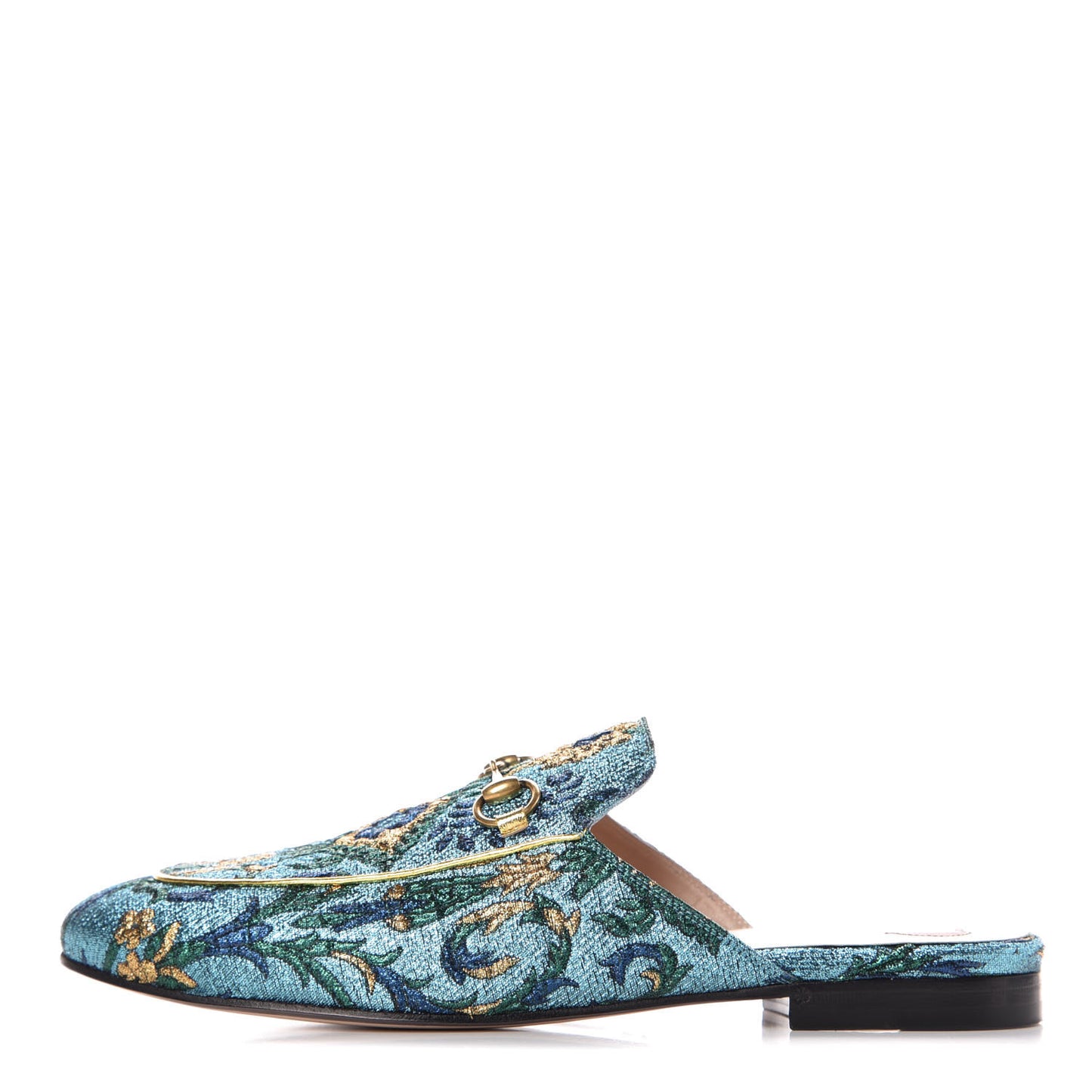 Iridescent Brocade Womens Princetown Slippers 39 Azure Multicolor Oro