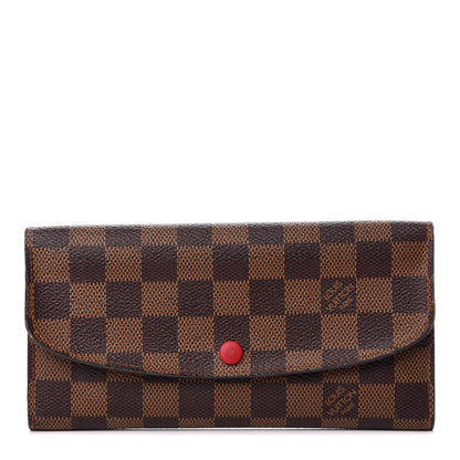 Louis Vuitton Damier Ebene Emilie Wallet Red 1 of 9