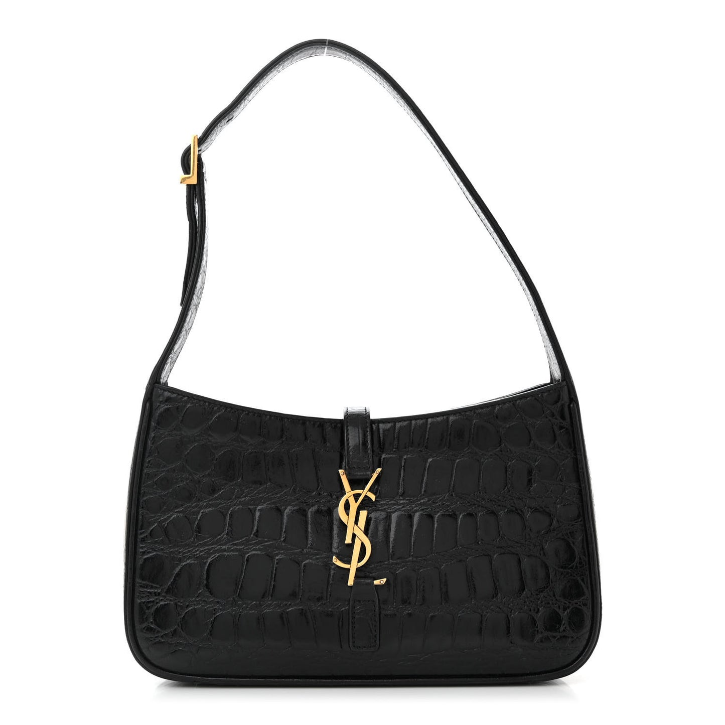 Calfskin Crocodile Embossed LE 5 A 7 Hobo Black
